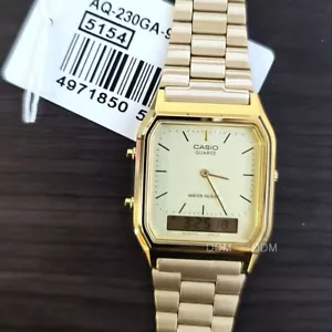 CASIO AQ-230GA-9DMQ Mens Vintage Retro Watch Worldwide Original New Metal Gold - Picture 1 of 7