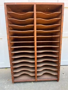 Antique Pine File Sorter with Slots Marked 'A' through 'Z' (28 slots) - Picture 1 of 12