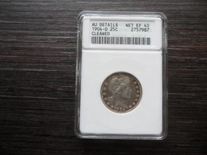 USA 1/4 dolara 1904-O, Barber Quarter Anacs AU Szczegóły - Zdjęcie 1 z 4
