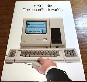 RARO 1984 Macintosh 512K Mac Plus MacCharlie IBM PC Clone Apple Dealer Brochure - Foto 1 di 9