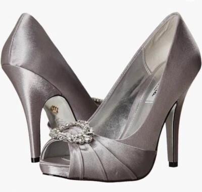Nuevo Nina Elvira Royal Silver Stiletto 9 Mujer’s Boda Cóctel Nuevo con Caja Foto 1 de 4