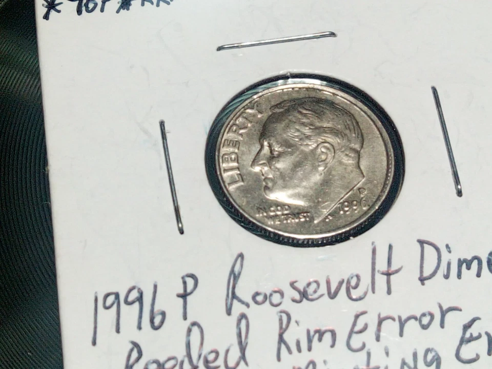 Mint Error Coin Roosevelt Dime 1996 p Reeded Rim  - Image 1 of 4