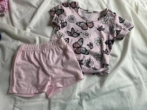 baby Girls Pink Butterfly Short Set Size 3-6 Months Shein - Picture 1 of 5