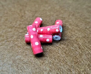 Handmade Paper Tube Beads Red/White Polka Dot 2cm long 2mm hole UK Seller - Picture 1 of 7