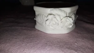 Juego de 4 anillos de servilleta rosas octágono porcelana de hueso blanco shafford de colección - Imagen 1 de 3