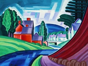 Space Motive, a New Jersey Valley Painting by Oscar Bluemner Art Reproduction - Picture 1 of 3