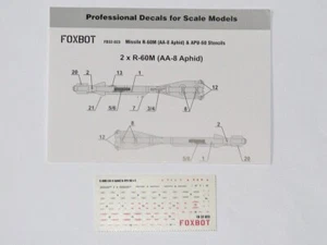 Stencils for Missile R-60M (AA-8 Aphid) & APU-60 Foxbot 32-023 Decals Scale 1:32 - Picture 1 of 24