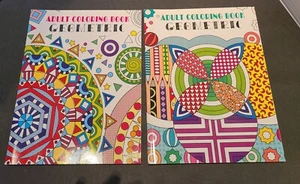 Adult Coloring Books- Stress Relieving- Geometric designs- 2 book set - Picture 1 of 2