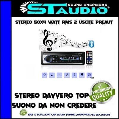 Autoradio 4X60 WATT Bluetooth USB SD Vivavoce + Telecomando a norme ISO CAMPER - - Immagine 1 di 4