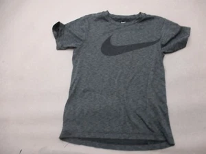 NIKE DRI-FIT Size S Boy Gray Stretch Crew Neck Short Sleeve Athletic T-Shirt 501 - Picture 1 of 7