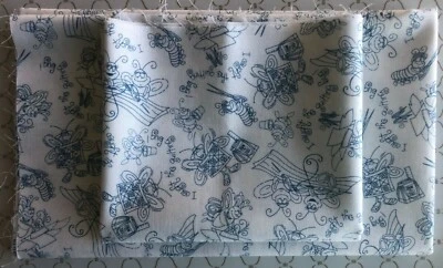 1/2 AND 1/4 Yard Fabric Shelly Benton Henry Glass Quilting Bug Blue White Toile - Image 1 of 4