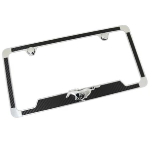 Ford Mustang 3D Pony Emblem License Plate Frame (Black) - Picture 1 of 4