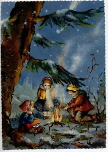 Serie Completa di 6 cartoline Bamnbini nel bosco Buon Natale PC Circa 1940 3 - Imagen 1 de 6