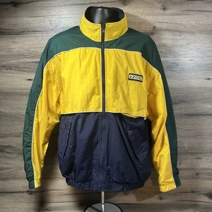 Vintage Izod Jacke Herren Large Gelb Blau Colorblock Windbreaker Mantel 90s Golf - Bild 1 von 10
