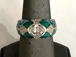 ANILLO HIDALGO CIRCONITA CÚBICA, ESMALTE Y PLATA DE LEY TALLA 8 - Imagen 1 de 6