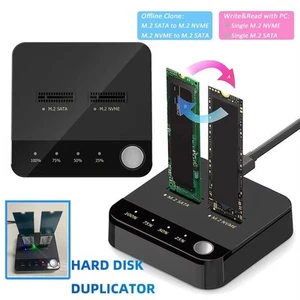 Dual-Bay M.2 SSD Duplicator M.2 SATA/NVMe SSD Reader NEW Offline Clone - Afbeelding 1 van 11