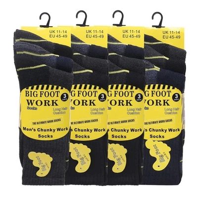 HH-COLLECTION 12 PAIRS MEN'S BIG FOOT HEAVY DUTY THICK WORK BOOT SOCKS SIZE 11-14 LARGE FEET