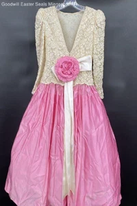FRANK MASANDREA DIAMOND COLLECTION LS VENICE LACE BODICE PINK SATIN BOTTOM 36 - Picture 1 of 5