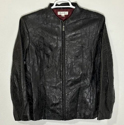 Vintage Katherine Kelly Womens XL Textured Black Lambskin Leather Jacket - Image 1 of 4