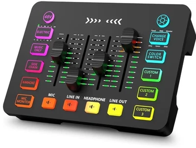 Mezclador de audio placa de sonido para PC/teléfono transmisión en vivo, canto, juegos Foto 1 de 2