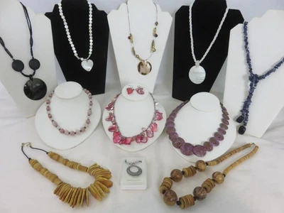 12件装批量项链澳大利亚蛋白石吊坠天然石壳木珠 — 第 1/4 张图片