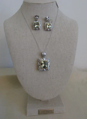 Collar/colgante y pendientes perforados Lorenzo de amatista/prasiolita verde de ley  Foto 1 de 4