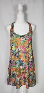 Vintage Womens Cover Up Dress XS Bird All Over Print Mini Racerback Beach Boho - Picture 1 of 9