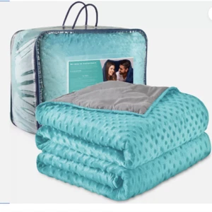 Quility Weighted Blanket for Adults (20 LB 86 x 92, King Size) Aqua - Grey - Picture 1 of 9