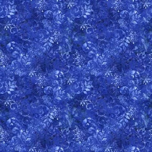 QT Fabrics Aurora by Morris Creative Group 30594 Y Royal Textured Leaf Cotton - Picture 1 of 1