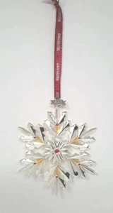 Waterford Snowflake Ornament Red Jeweled Stone Metal Silver Tone 2017 4 Inch - Picture 1 of 8