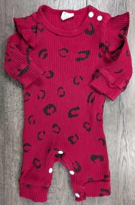 Baby Girl Clothes Shein Newborn 0-1 Month Burgundy Fun Outfit - Image 1 of 3