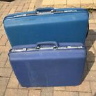 Vintage Samsonite Saturn Blue Hard Shell Suitcase 2 Pc Set Locked With No Key
