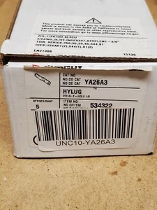 Burndy YA26A3 Aluminum Compression Lugs 2/0 with two 1/2" Holes Box of 6 - NEW - Picture 1 of 3