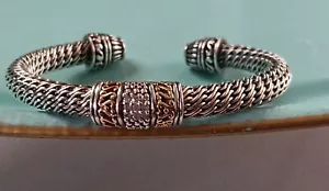 EFFY D'ORO 925 Bracciale Braccialetto Diamante Oro Giallo 14K Sterling - Foto 1 di 8