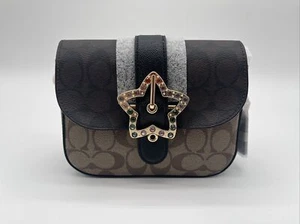 Bolso bandolera Coach C7013 Gemma Signature Mix con hebilla de estrella marrón caqui negro nuevo con etiquetas - Imagen 1 de 4