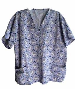 UA Scrubs Uniform Advantage Purple Cat Lovers Women’s Scrub Top Lg ? No Tag - Picture 1 of 10