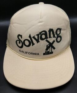 SOLVANG CALIFORNIA hat vintage cream color adjustable snapback cap trucker