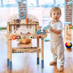 Robud Wooden Tool Bench Set for Kids Pretend Play Construction Toys for Toddler - Picture 1 of 9
