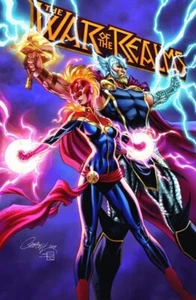 SIGNED WITH COA WAR OF THE REALMS 1 J SCOTT CAMPBELL FAN EXPO HELMETS VARIANT - Picture 1 of 1