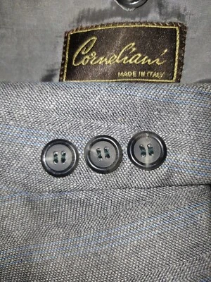 Jaqueta Blazer Rara Vintage Corneliani Cinza Azul 38S Seda Slub Lã Casaco Esportivo - Imagem 1 de 4