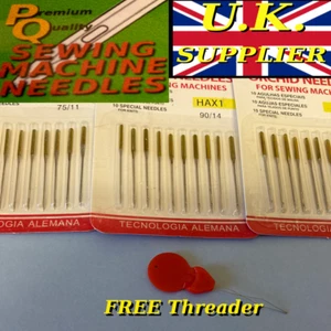 30 SEWING MACHINE NEEDLES GOLD TOP. FOR SINGER ETC . 3 SIZES + THREADER ! - Picture 1 of 1
