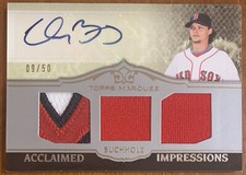 Clay BUCHHOLZ🔥2011 Topps Marquee Acclaimed Impressions Triple PATCH Auto 9/50📈