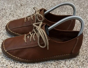 oh Deer Brown Leather Loafers 8M Lace Up Arch Support Nice - Picture 1 of 11