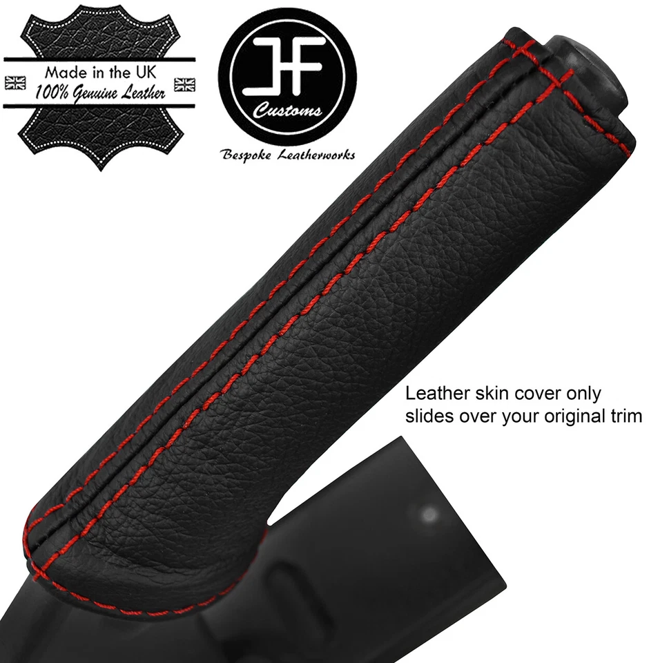 RED STITCH TOP GRAIN LEATHER HANDBRAKE HANDLE COVER FITS SMART ROADSTER 03-05 - Image 1 of 1