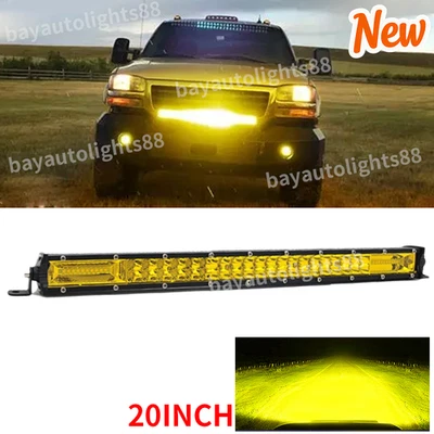 Barra de luz LED amarilla de 20" apta para Ford F250/2000+ protector de parrilla de parachoques de excursión Foto 1 de 4