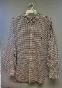 Polo Ralph Lauren Mens 3XB Classic Fit Long Sleeve Button Up Shirt Brown Plaid - Picture 1 of 7