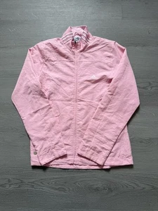 Adidas Women’s Pink Lightweight Jacket Size L – Zip Front, Striped Collar– Flaws - Picture 1 of 9