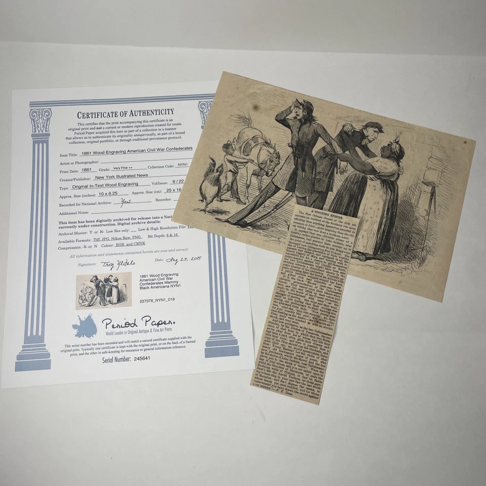 1861 Wood Engraving American Civil War A Touching Episode Americana History Rare - Image 1 of 1