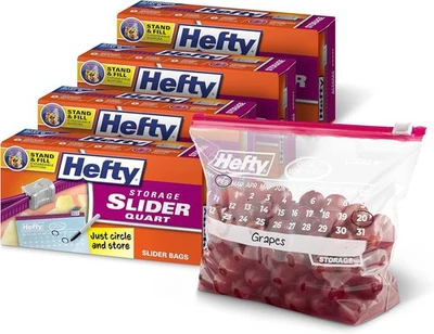 Bolsas de almacenamiento de calendario deslizantes fuertes, 40 unidades (paquete de 4), cuartos de galón-160  Foto 1 de 4