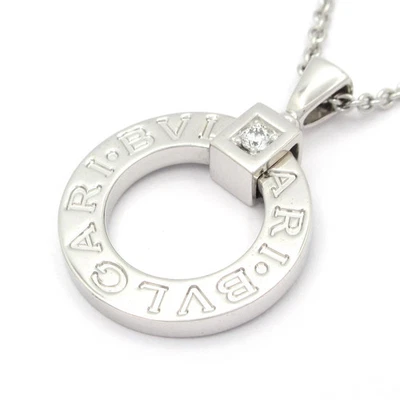 Auth BVLGARI Bulgari Bulgari Circle Necklace - 18K White Gold Diamond Necklace - Image 1 of 4